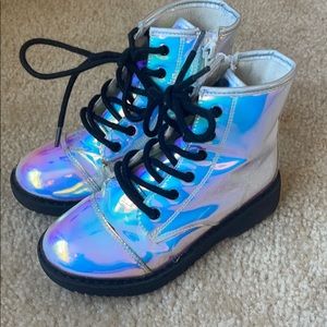 Little girl size 11 iridescent combat boots